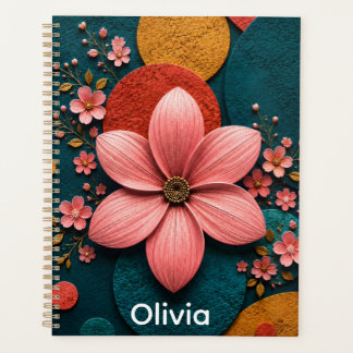 Pink Blossom Geometric Abstract Wall Art Planner