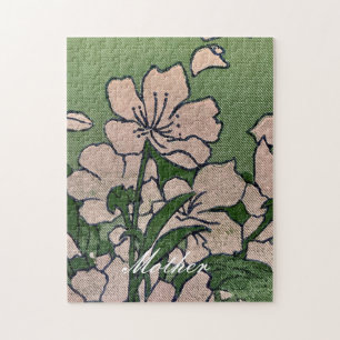 Pink Blossom Green Jigsaw Puzzle