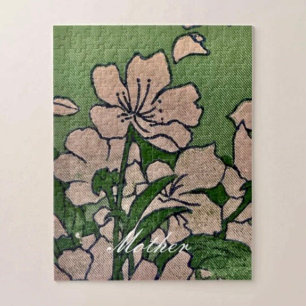 Pink Blossom Green Jigsaw Puzzle