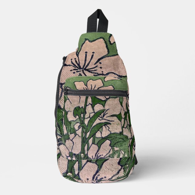 Pink Blossom Green   Sling Bag (Front)