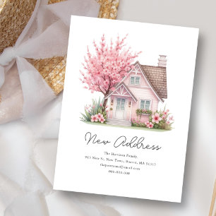 Pink Blossom House   New Address We've Moved Card