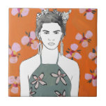 Pink Blossom Lady - Orange Tile<br><div class="desc">Pink Blossom Lady II by Melissa Wang. | 140355D</div>
