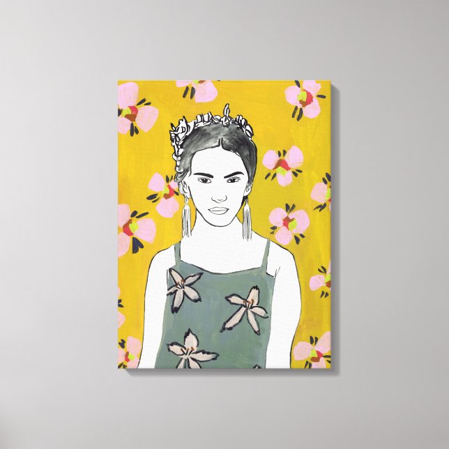 Pink Blossom Lady - Yellow Canvas Print (Front)
