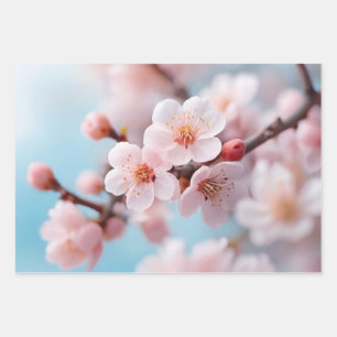 Pink Blossom Ma Wrapping Paper Flat Sheet Set of 3
