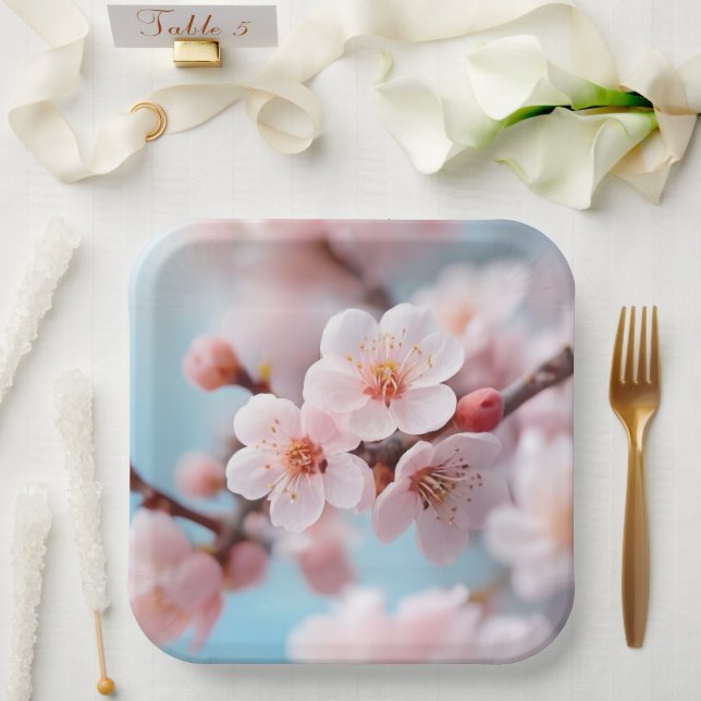 Pink Blossom Magic  Paper Plate (Wedding)