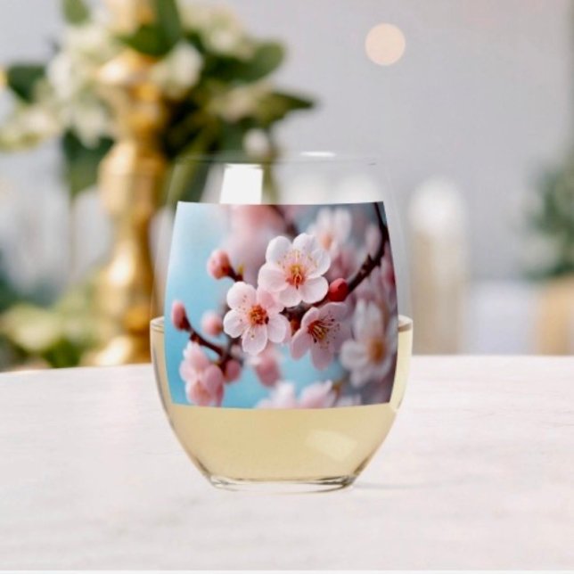 Pink Blossom Magic  Stemless Wine Glass (Creator Uploaded)