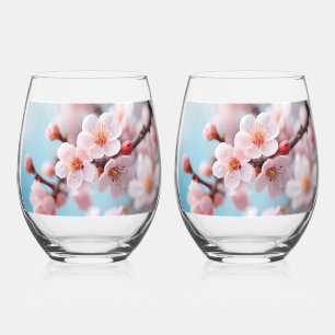 Pink Blossom Magic Stemless Wine Glass