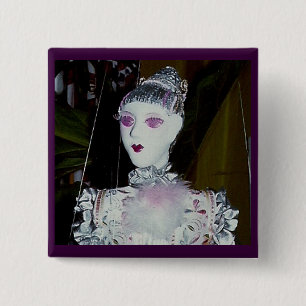 Pink blossom portrait 15 cm square badge
