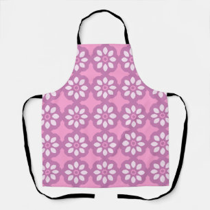 Pink Blossom Retro Tile Pattern Apron