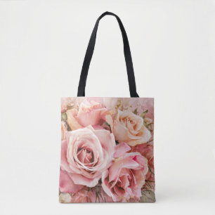 Pink Blossom Roses Watercolor Painting #2 Tote Bag