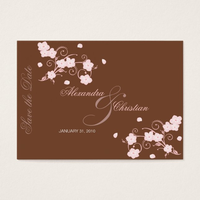 Pink Blossom Save The Date Wedding MiniCard (Front)