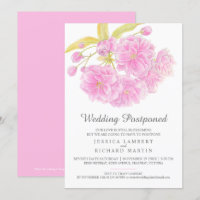 Pink blossom spring wedding postponed revised date