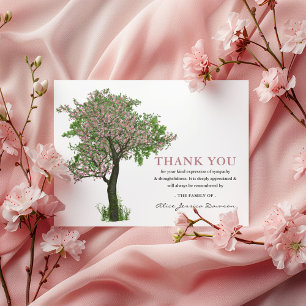 Pink Blossom Tree Funeral Thank You Card