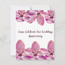 Pink blossom Wedding Anniversary Invitations