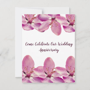 Pink blossom Wedding Anniversary Invitations