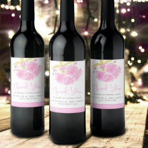 Pink blossom wedding custom wine labels