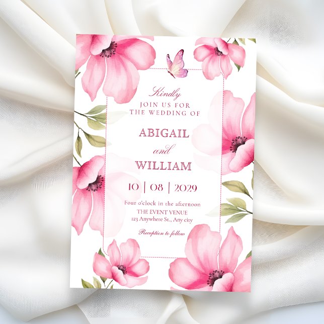 Pink blossom wedding  invitation (Creator Uploaded)