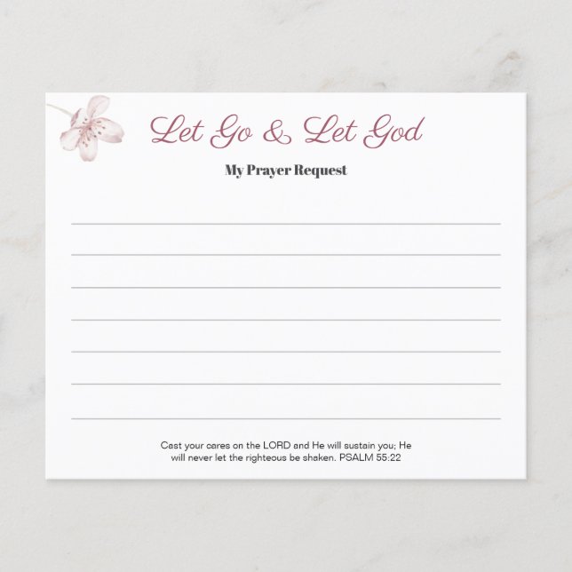 Pink Blossom Women's Prayer Request Card (Front)