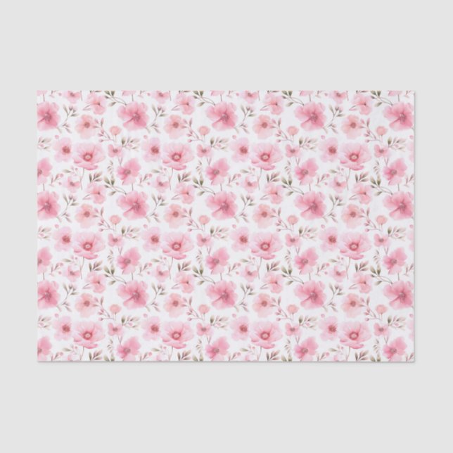 Pink Blossoms Floral Tissue Paper (Front)