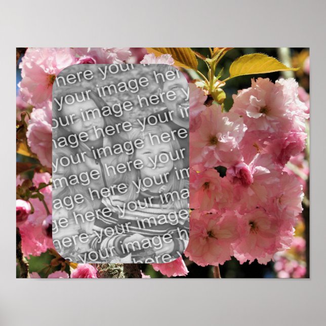 Pink Blossoms Frame Create Your Own Photo  Poster (Front)