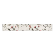 Pink Blossoms & Hummingbirds Floral Pattern Cream