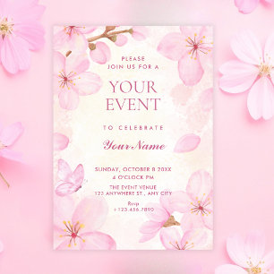 Pink blossoms invitation