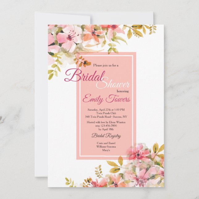 Pink Blossoms Invitation (Front)