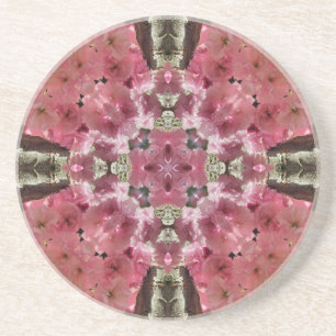 Pink Blossoms Kaleidoscope Floral Coaster
