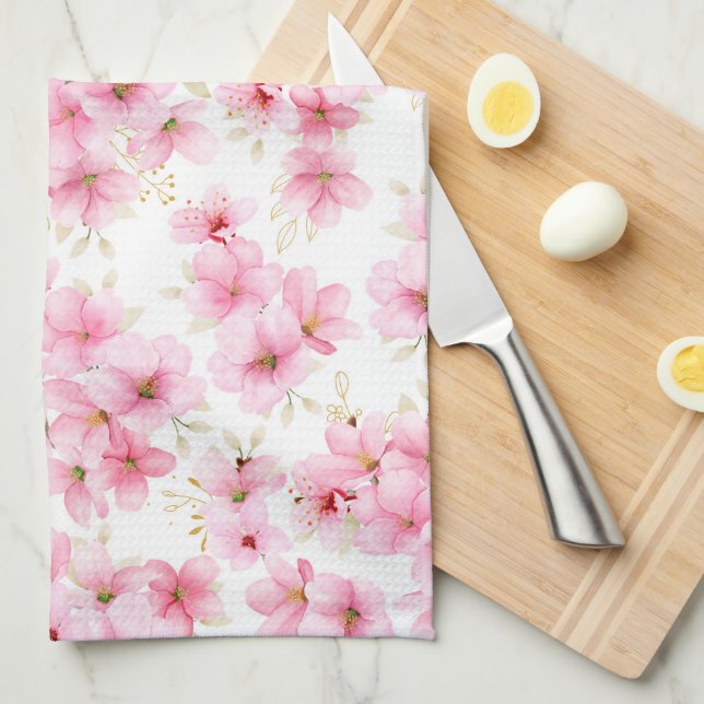 Pink Blossoms Kitchen Towel (Quarter Fold)