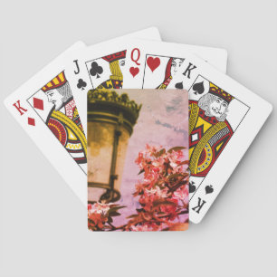 Pink Blossoms, Lamp Photography Playing Cards