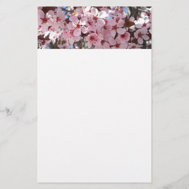 Pink Blossoms on Ornamental Flowering Tree Stationery (Front)