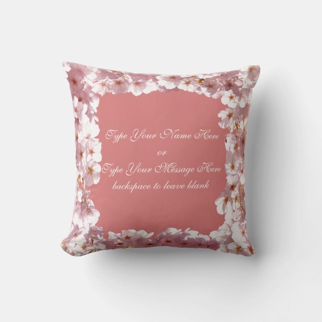 Pink Blossoms Pillow Personalised Flower Pillow (Front)