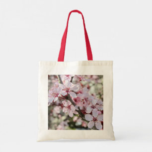 Pink Blossoms Red Stems. Tote Bag
