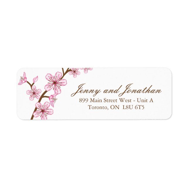 Pink Blossoms RSVP Address Labels (Front)