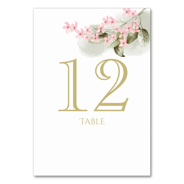 Pink Blossoms Table Number Card (Front)