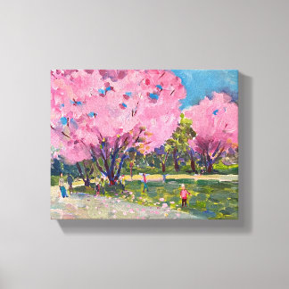 Pink blossoms trees canvas print