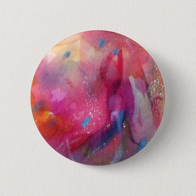 PINK BLUE ABSTRACT 6 CM ROUND BADGE (Front)