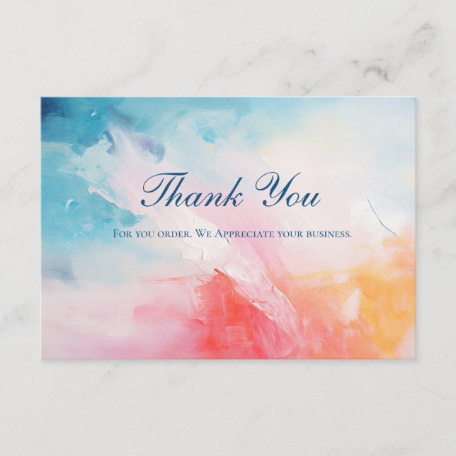 Pink Blue Abstract  Business Thank you cards (Front)