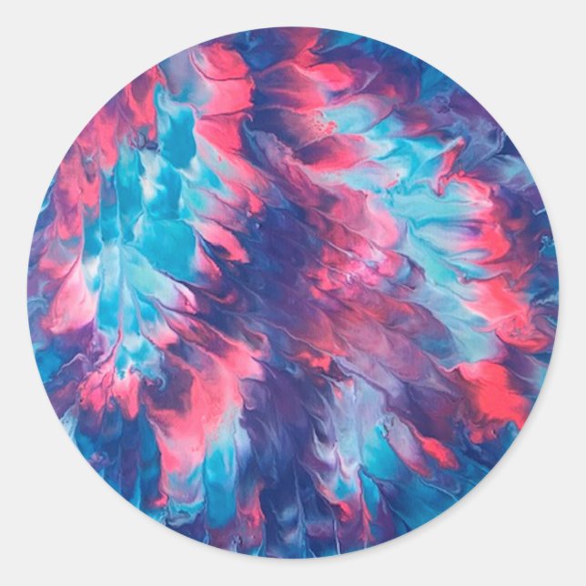 Pink Blue Abstract Peace Sign Stickers (Front)