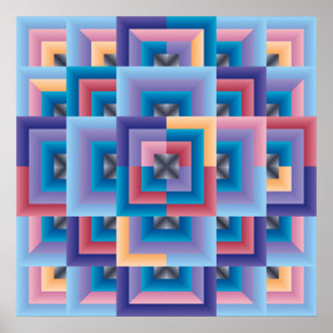 Pink Blue Abstract Poster