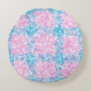 Pink Blue Abstract Seamless Pattern Round Cushion