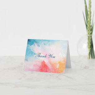Pink Blue Abstract Watercolor Thank you cards