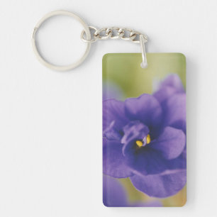 Pink & Blue African Violets Flowers Key Ring