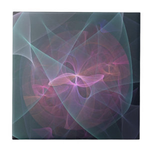 Pink Blue And Black Fractal Tile
