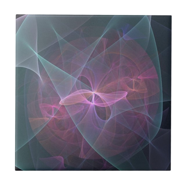 Pink Blue And Black Fractal Tile (Front)