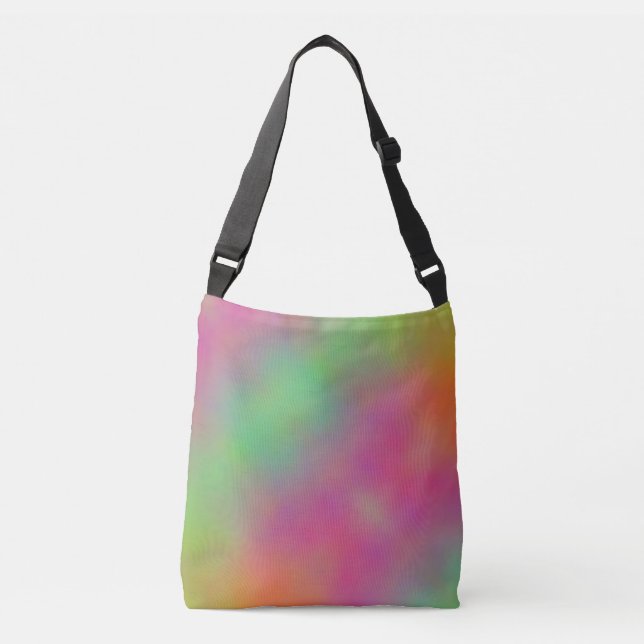 Pink Blue and Green Marble Clouds Crossbody Bag (Front)