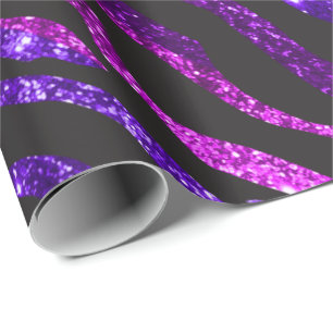 Pink, Blue and Purple Glitter Zebra Gift Wrap