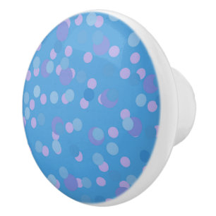 pink blue and purple polka dot clusters ceramic knob