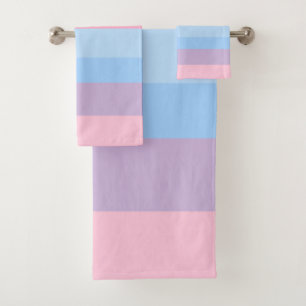 pink, blue and purple stripes bath towel set