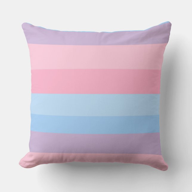 pink, blue and purple stripes cushion (Front)